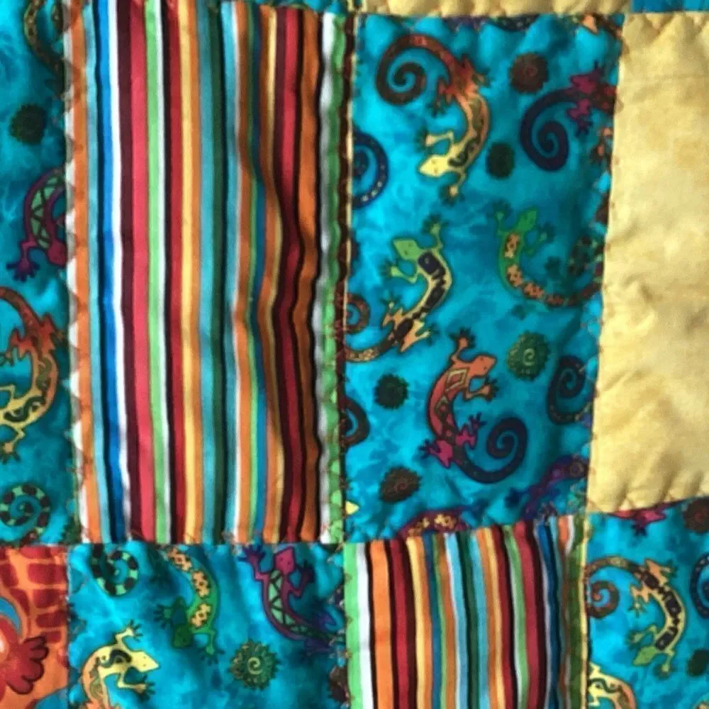 Hand Crafted Brights Fish and Reptile Children’s Quilt